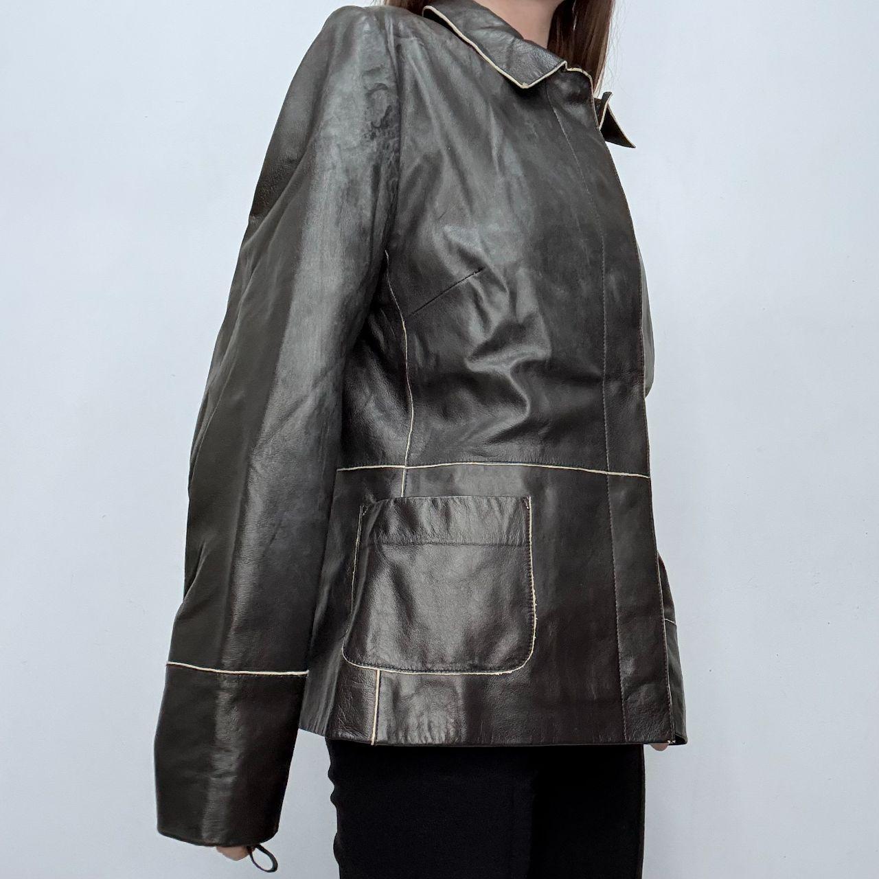 Black leather minimalist jacket