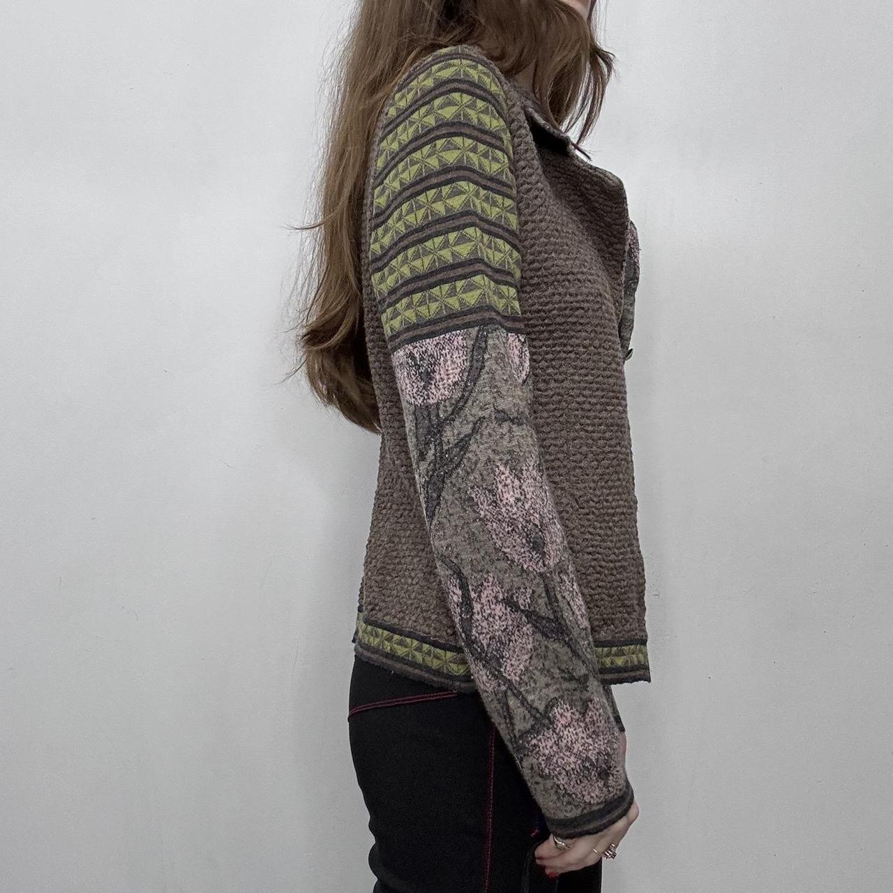 Knitted patterned knit cardigan
