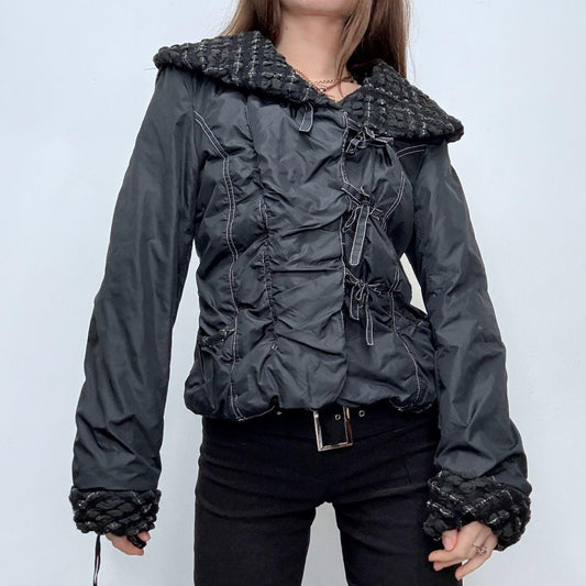 Asymmetric flared gathered jacket