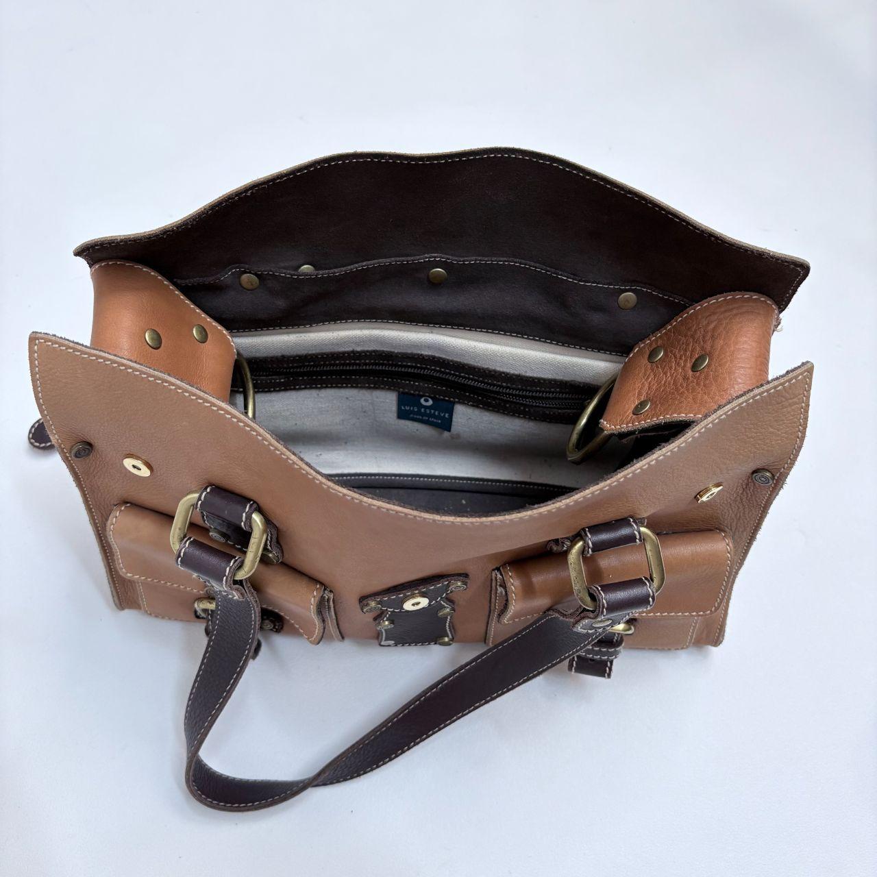 Tan leather boxy city bag