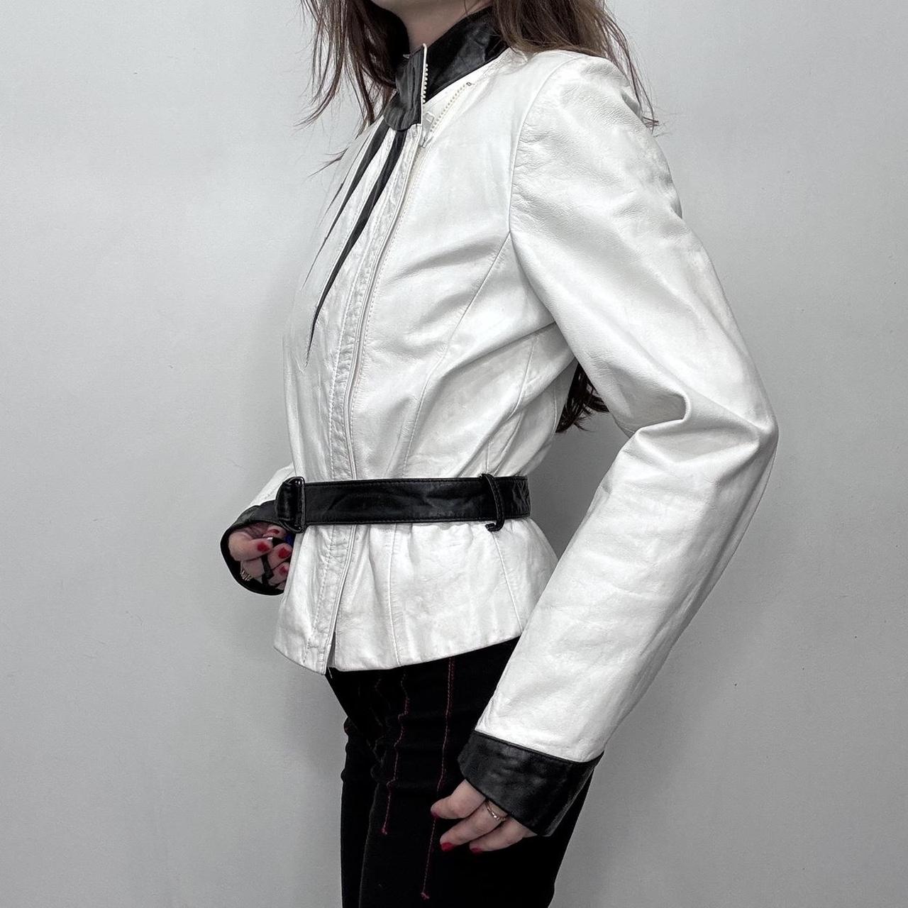 White leather vintage asymmetric jacket