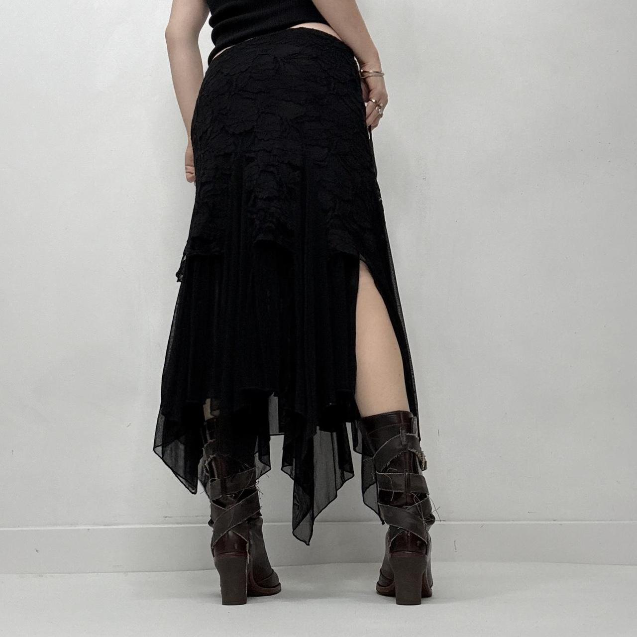 Black lace layered ruffle maxi skirt