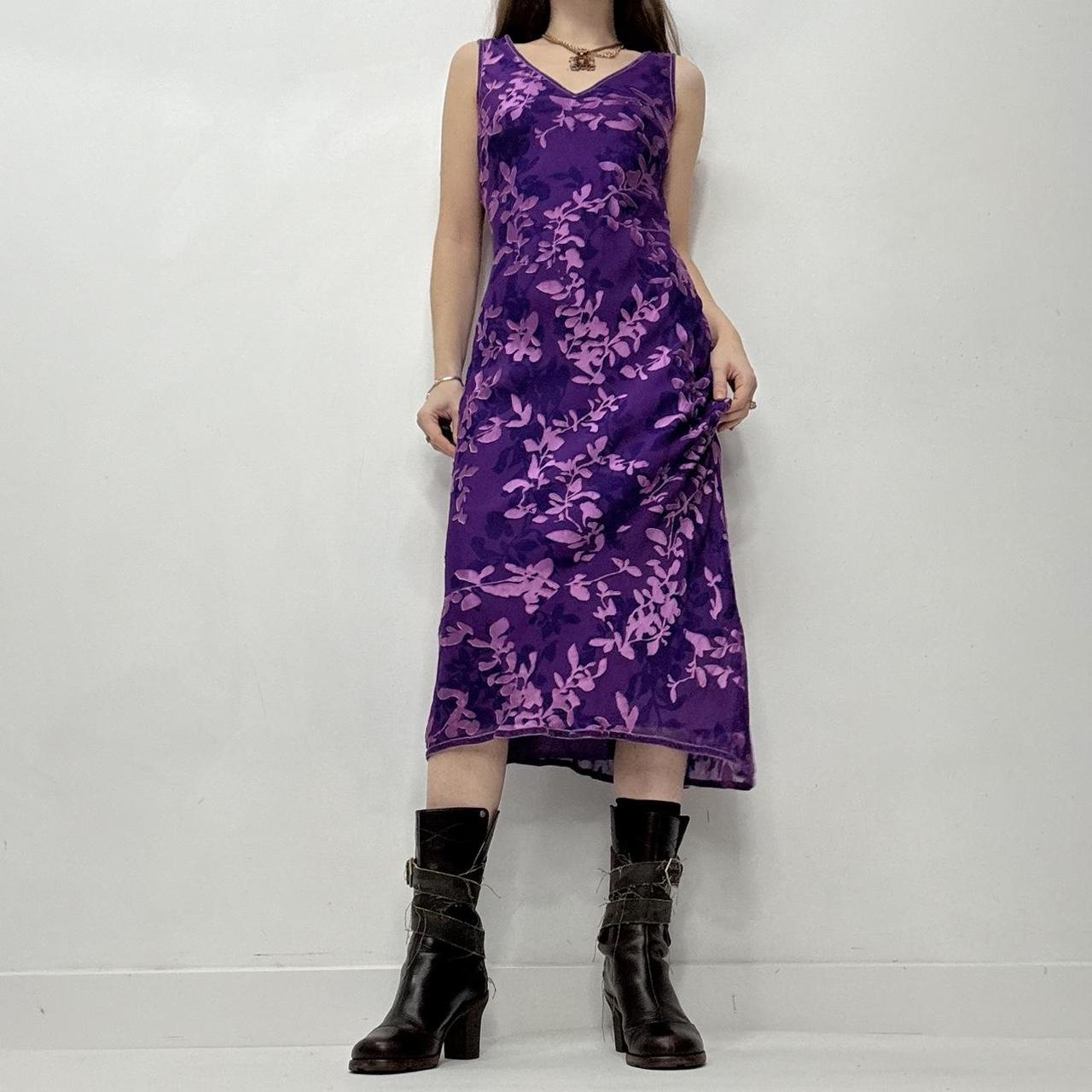 Silk bias cut floral embossed midi dress
