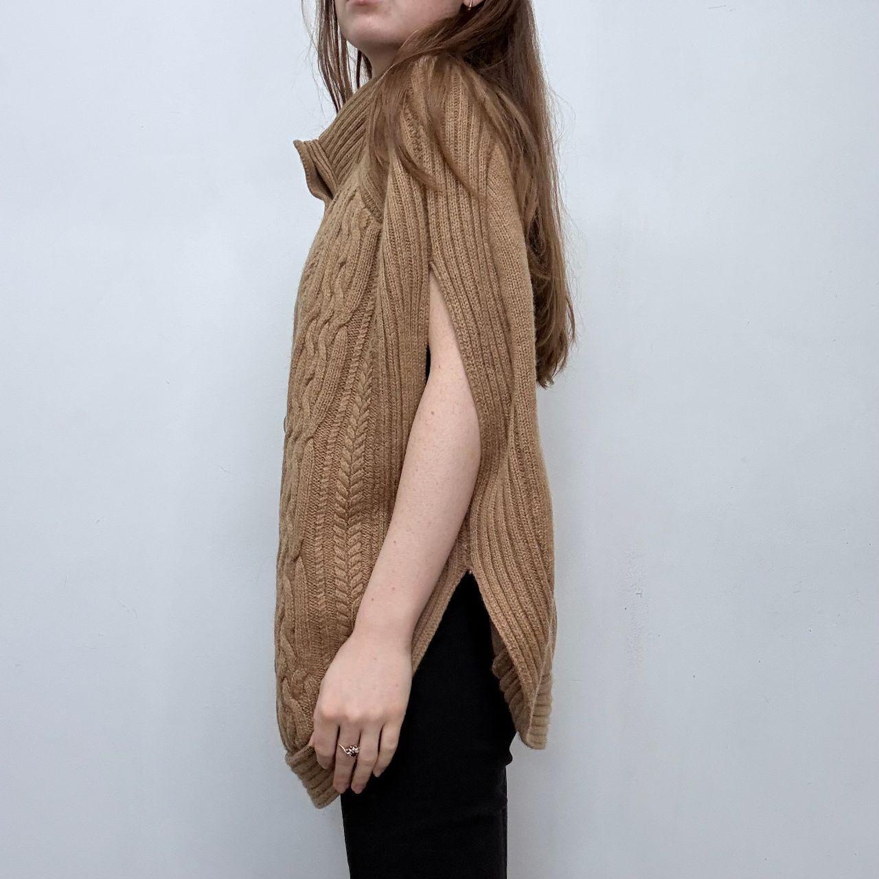 Tan cable knit cape cardigan