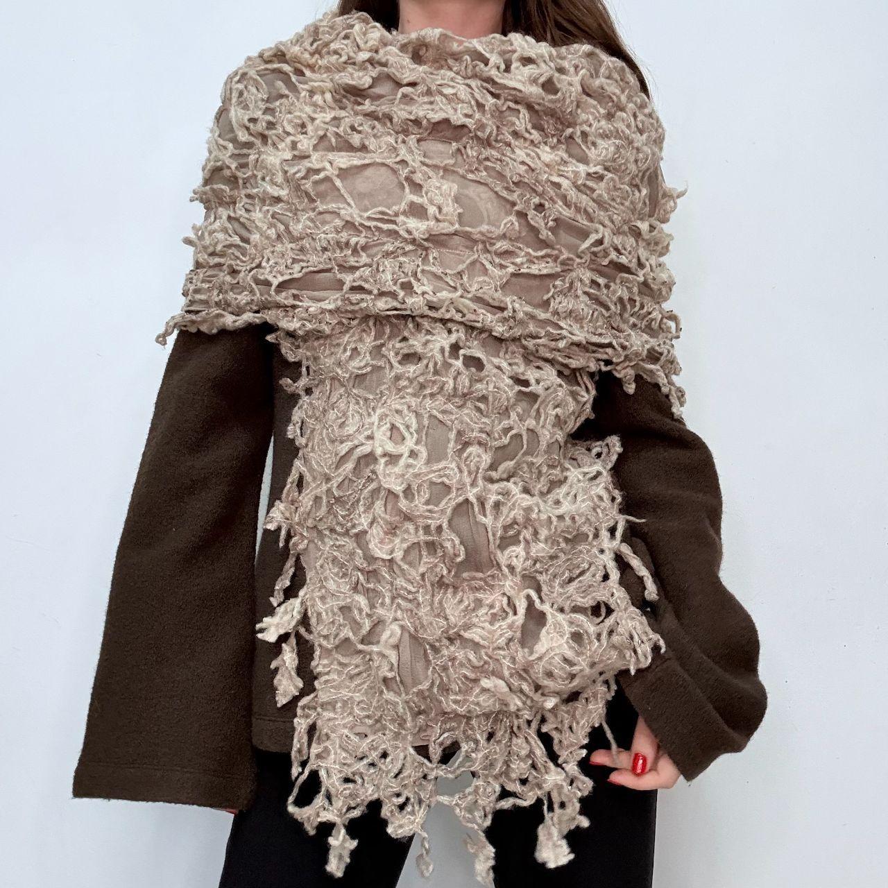 Distressed flared wool cashe jumper