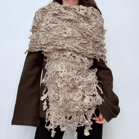 Distressed flared wool cashe jumper
