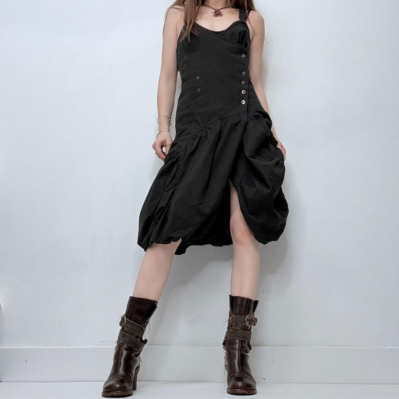 Asymmetric black cargo dress