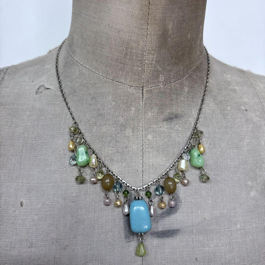 Hanging beaded boho summer necklace