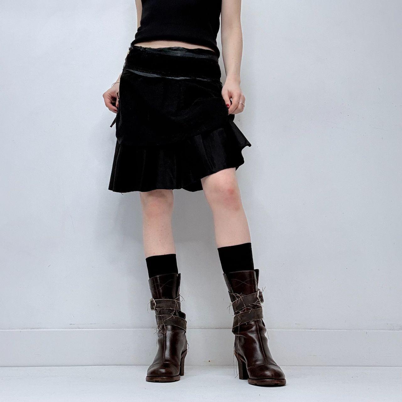 Black pleated mini ruffle skirt