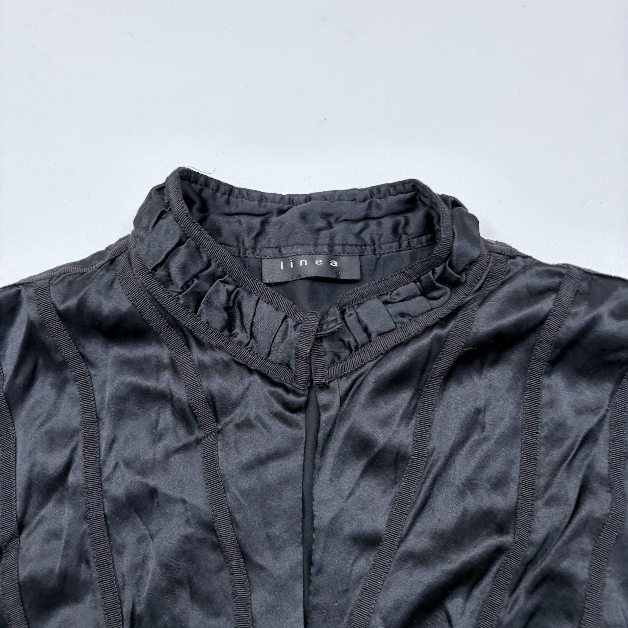 Black silk lace gathered corset shirt