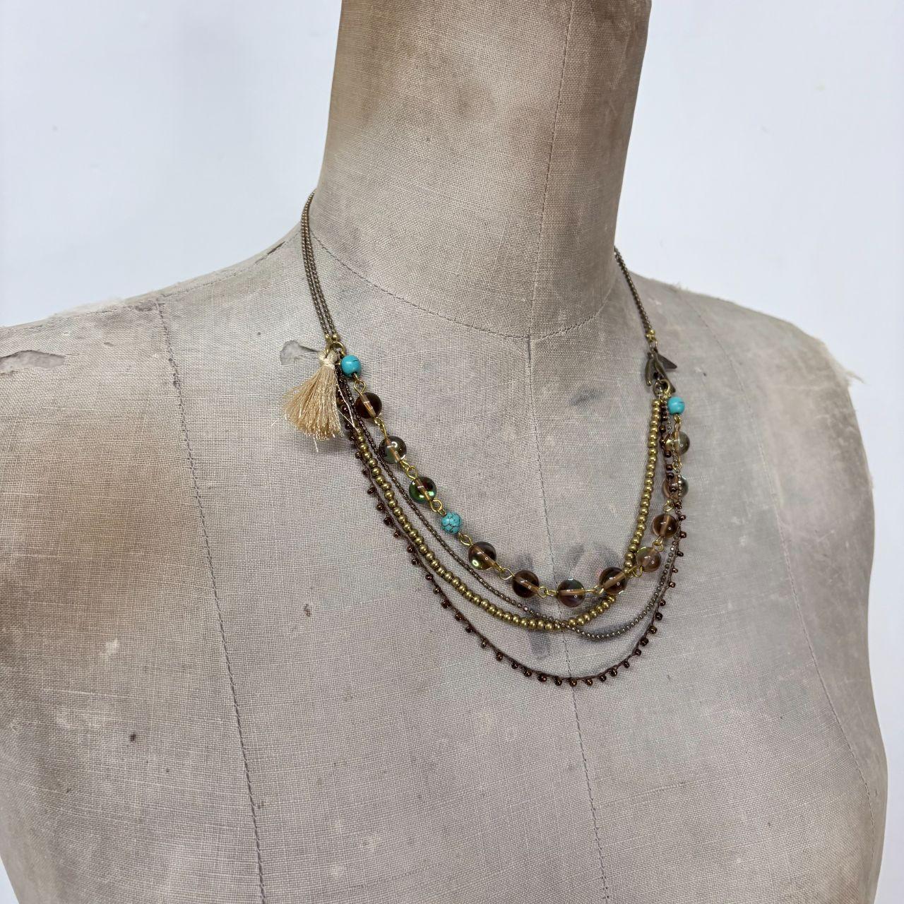 Layered chain bead necklace
