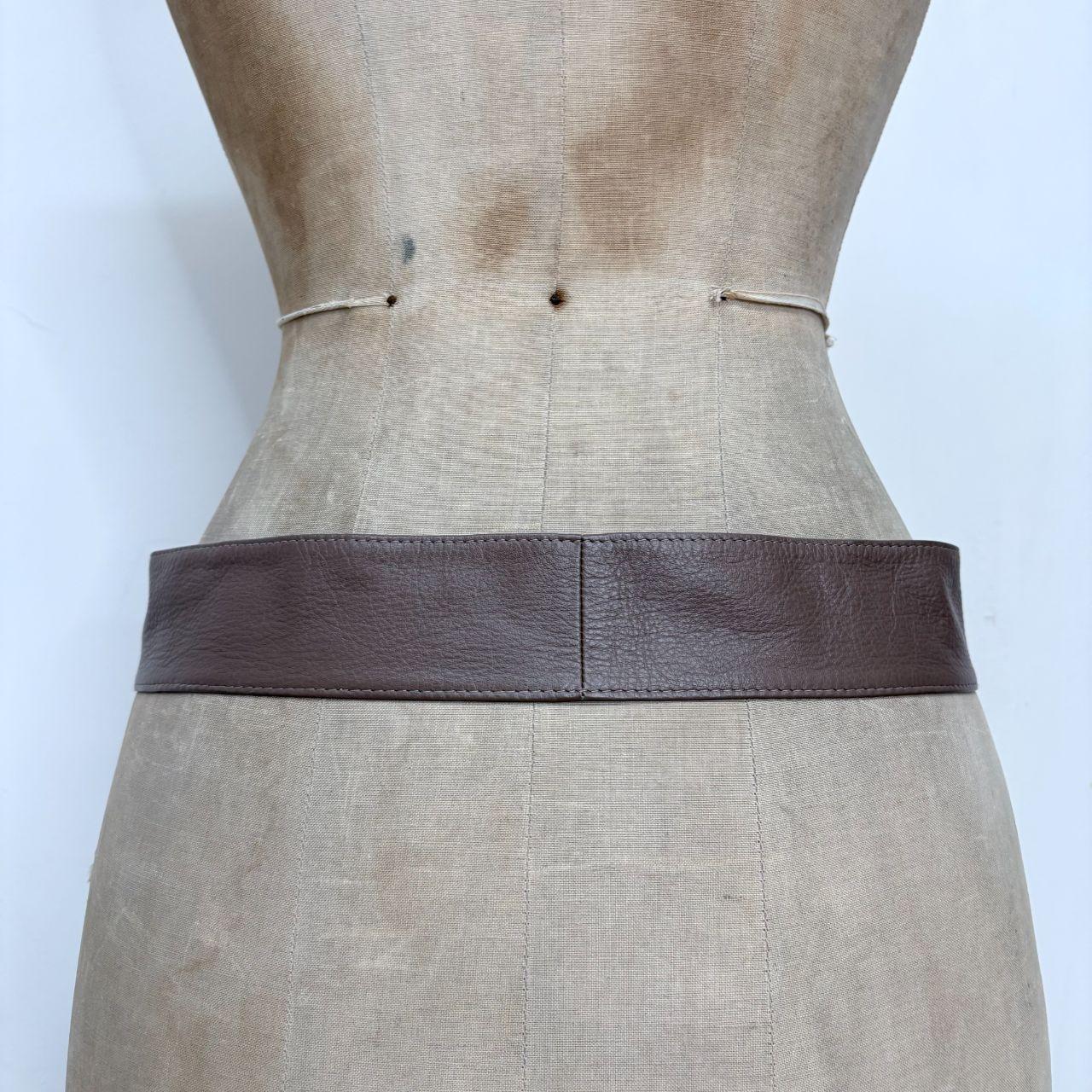 Brown leather buckle belt