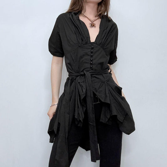 Black gathered gothic flared top