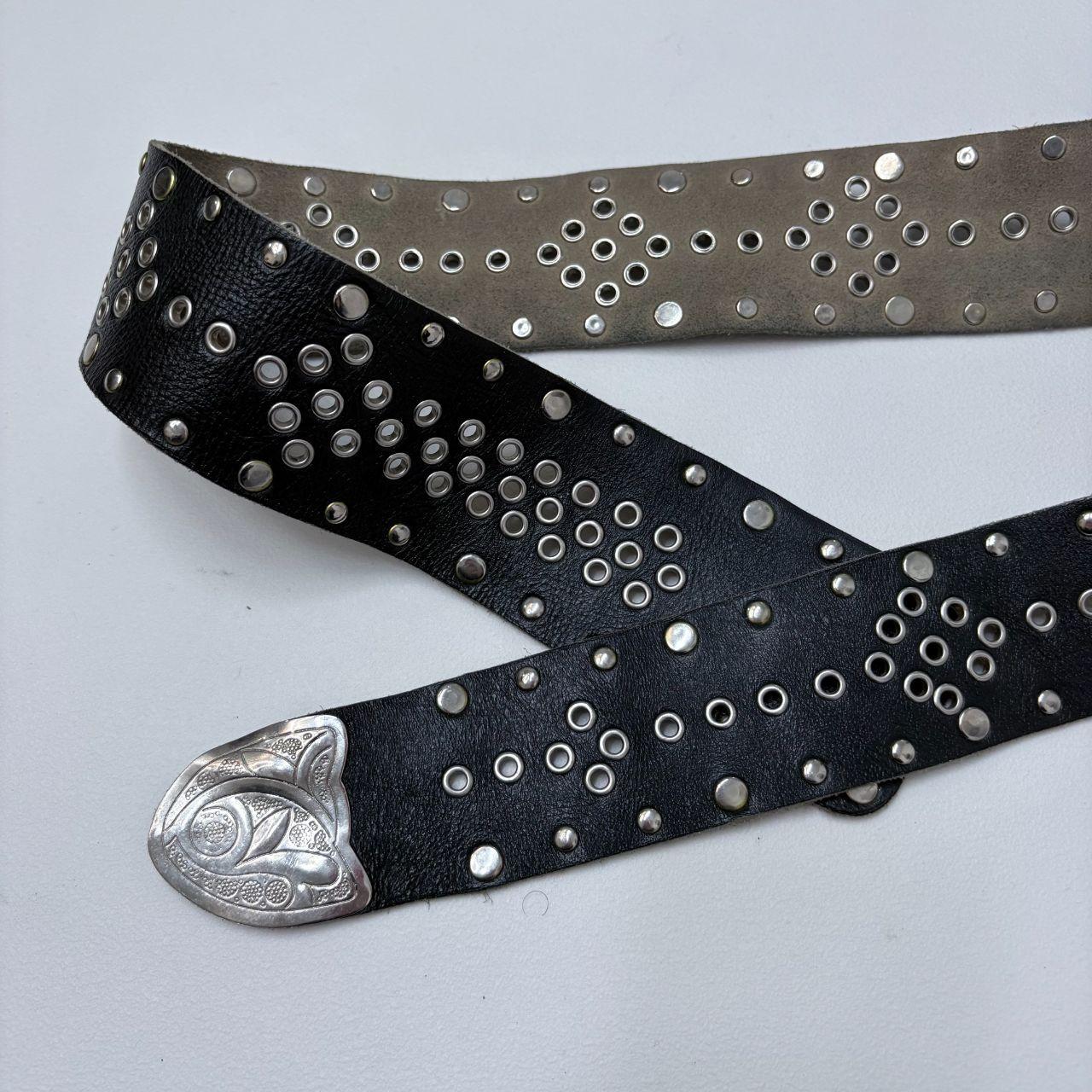 Black leather studded western belt
