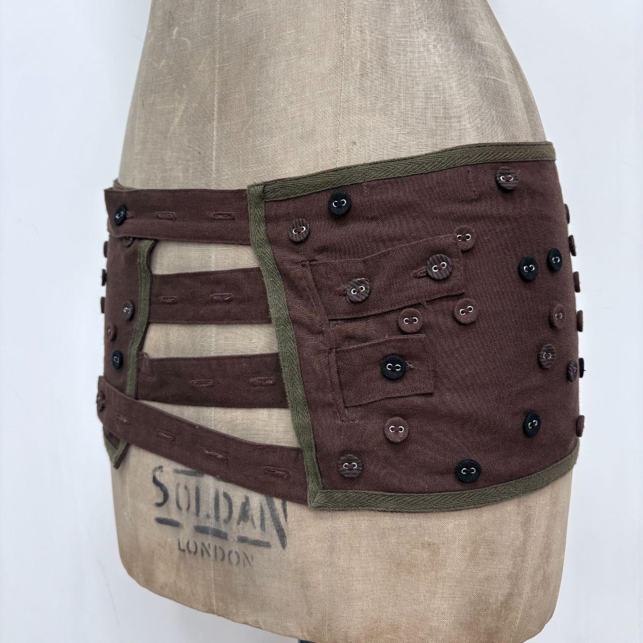 Asymmetric button thick cotton utility belt