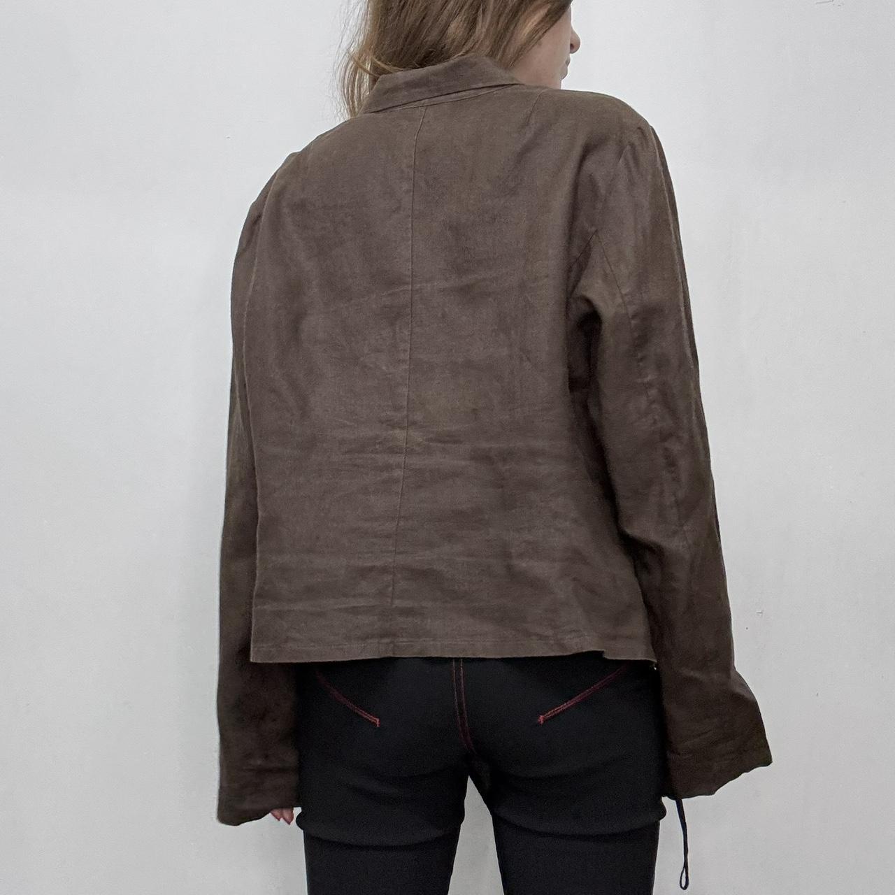 Brown asymmetric linen shirt