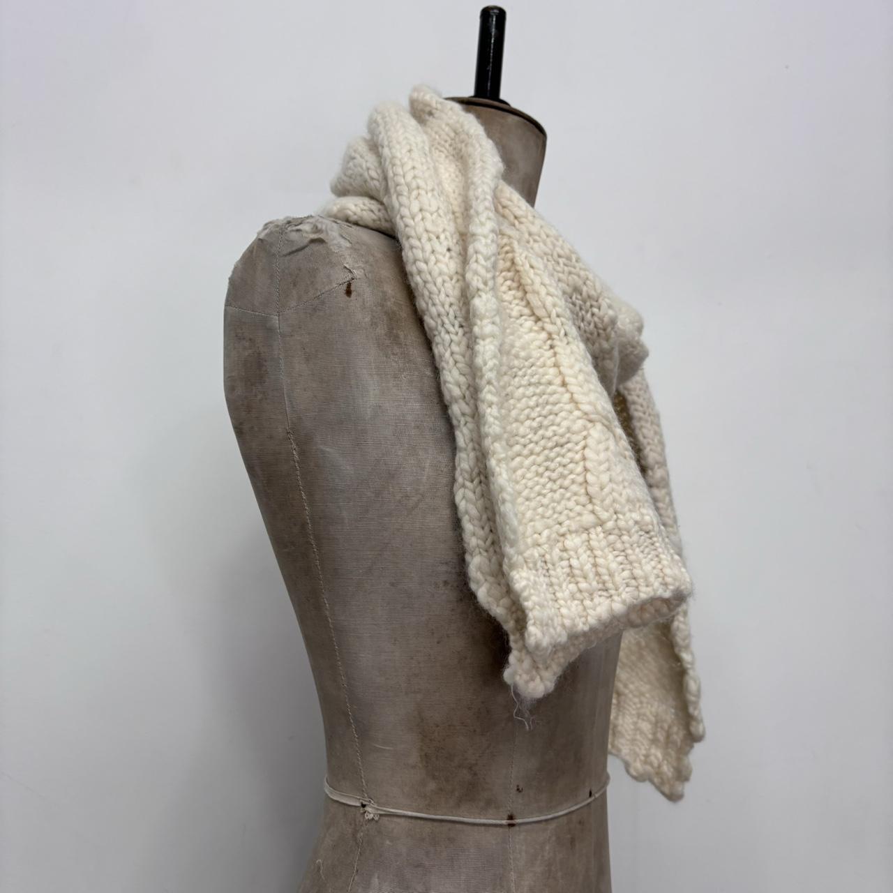 Cream cable knit scarf
