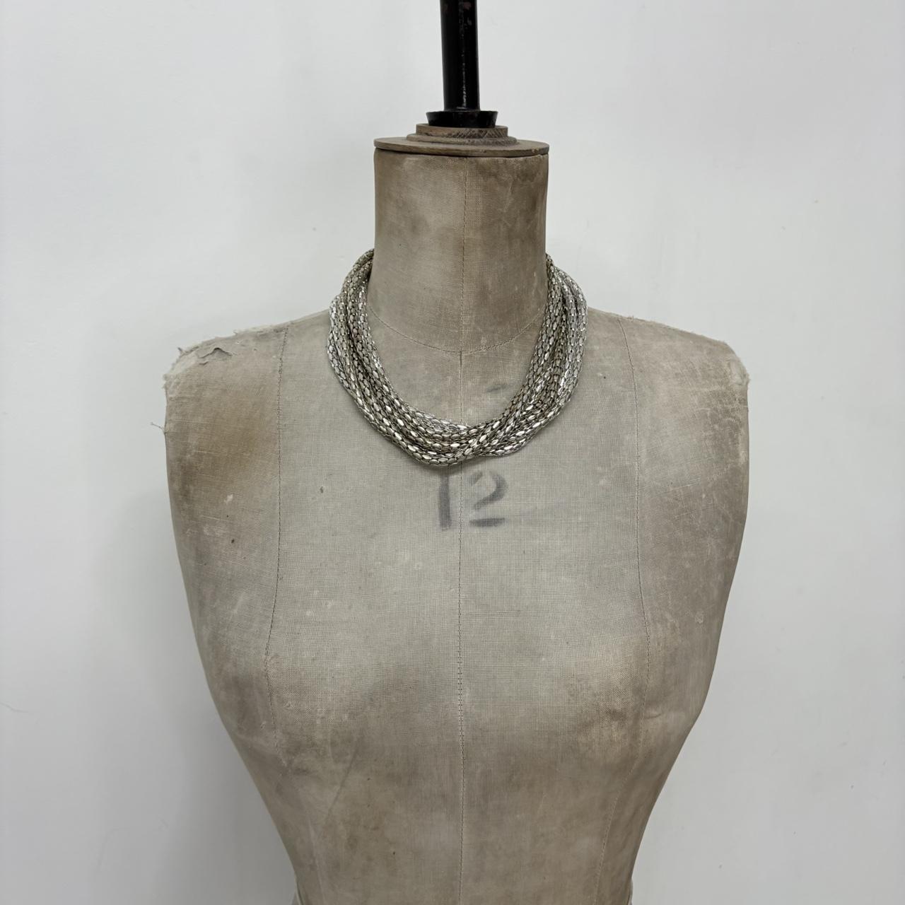 Layered silver chain necklace