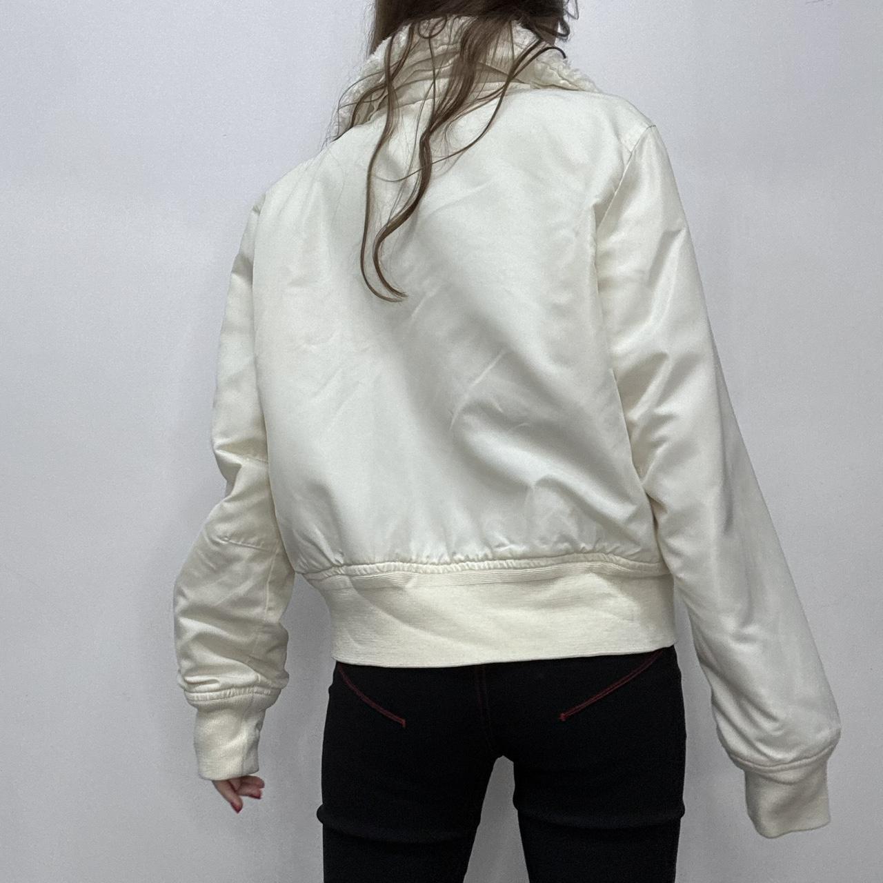 Cream slouchy fur bomber jacket