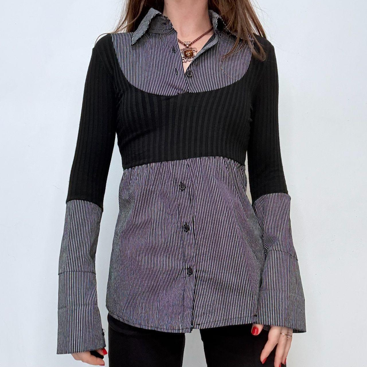 Flared pinstripe sweater Y2K shirt