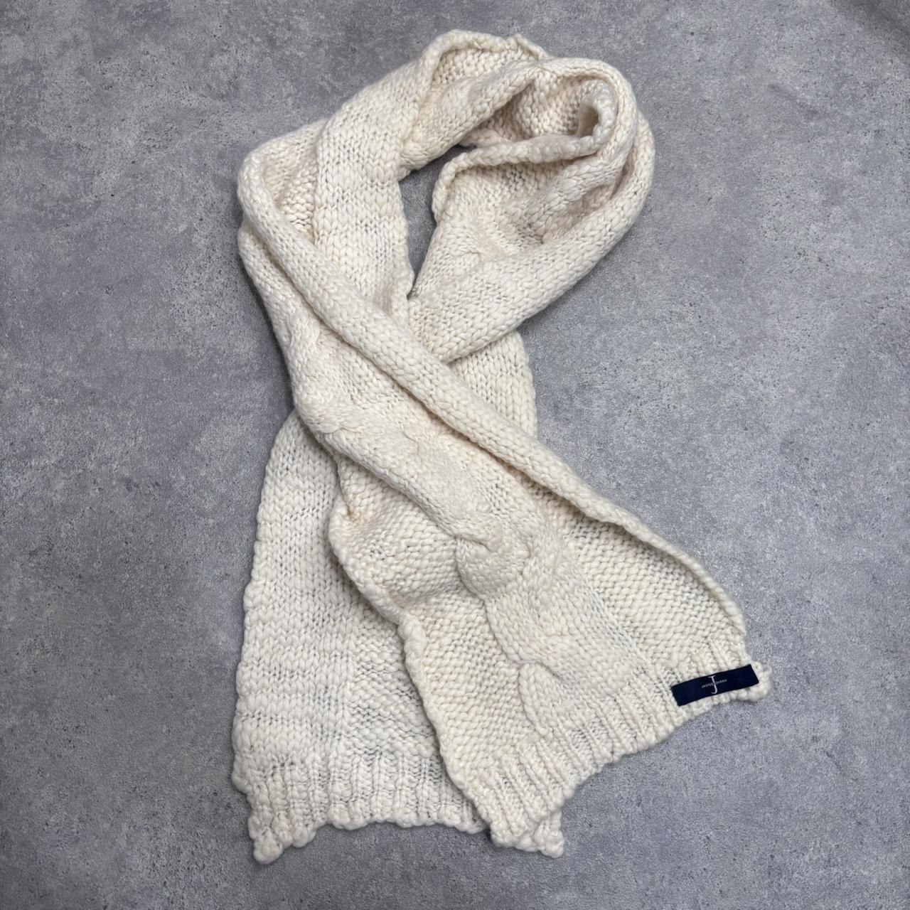 Cream cable knit scarf