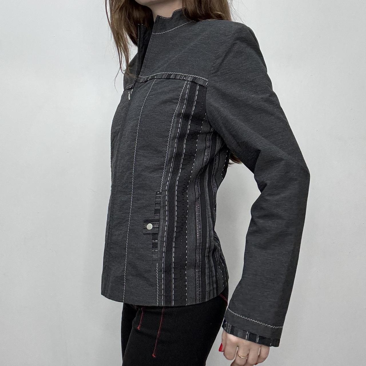 Grey track zipper fitted jacket