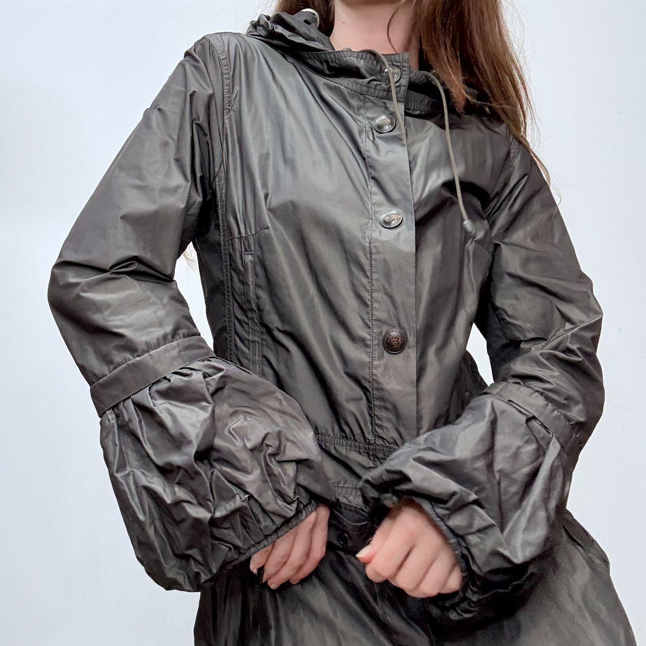 Silver grunge flared puff jacket