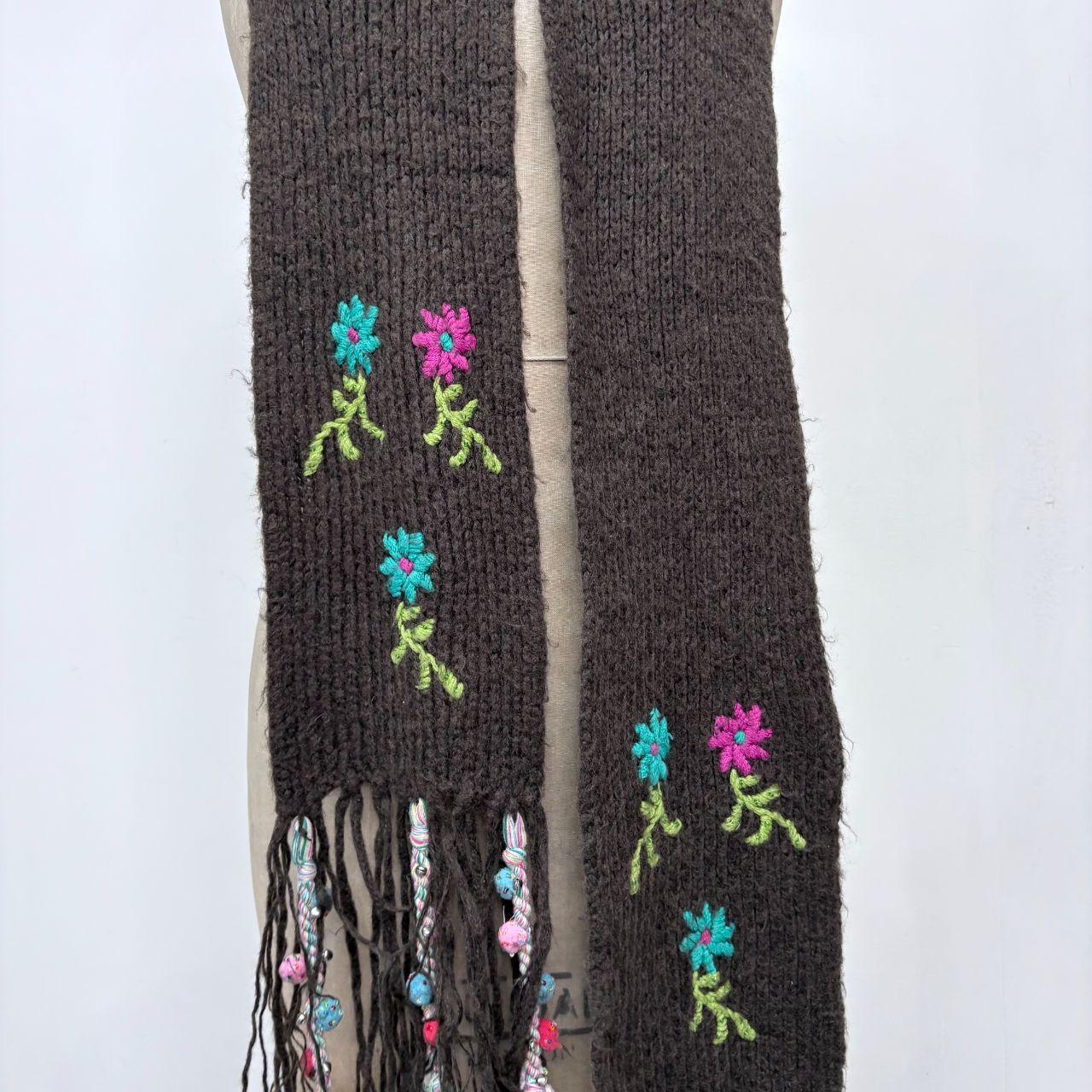 Brown flower fairy wool scarf