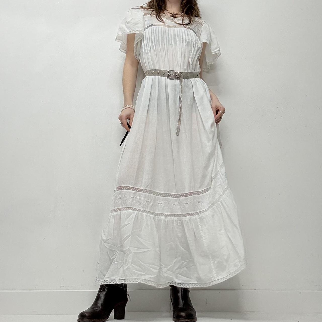White lace embroidered nightie dress