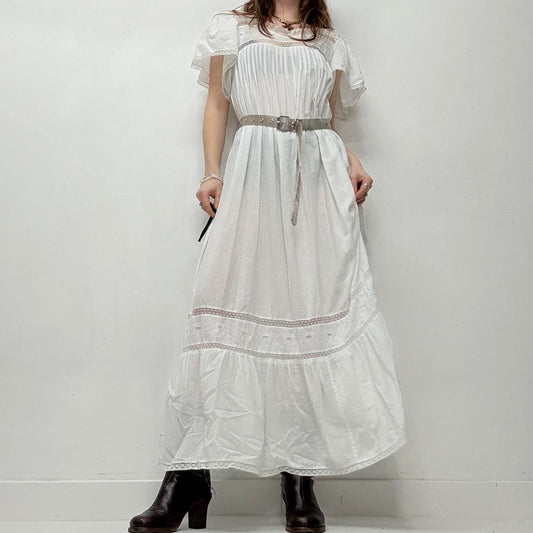 White lace embroidered nightie dress