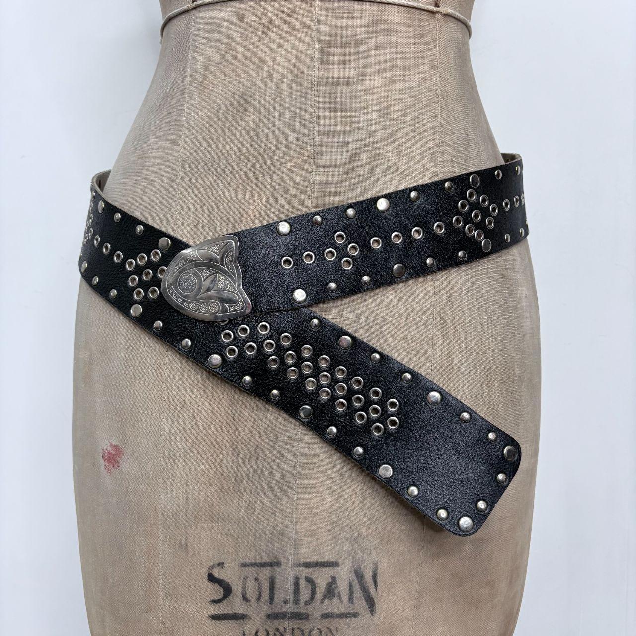 Black leather studded western belt