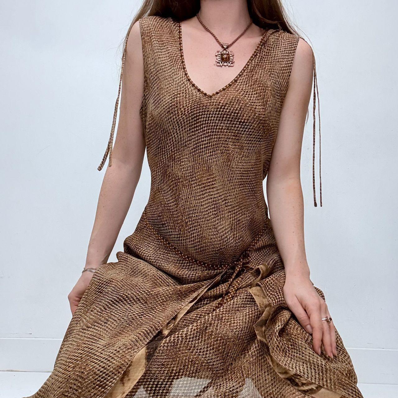 Asymmetric layered tie waist cargo dress