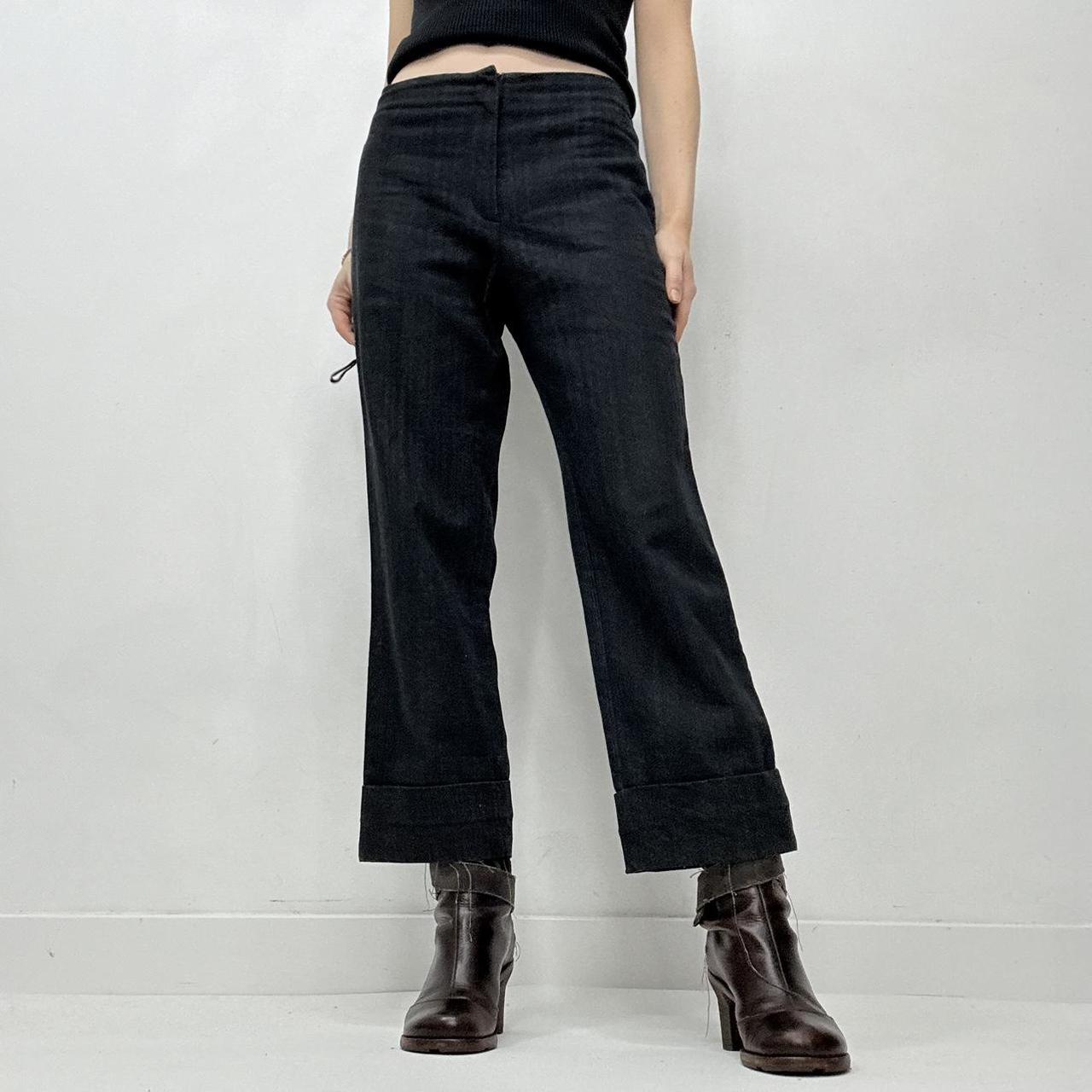 Dark navy flared wide leg minimalist trousers
