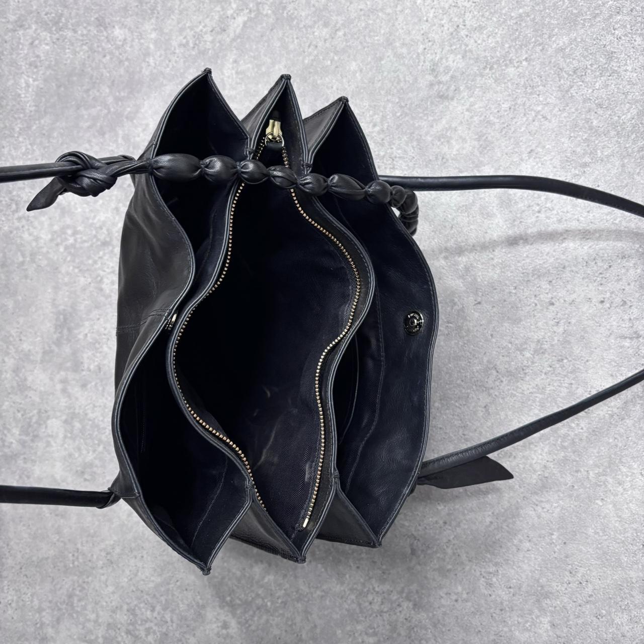 Black structured leather tote bag
