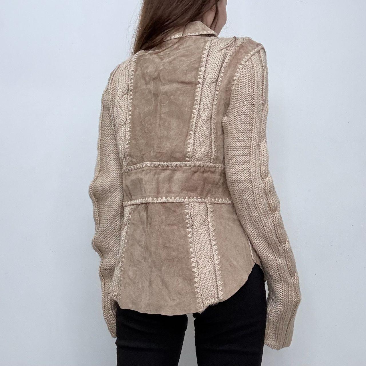 Knitted crochet suede boho jacket
