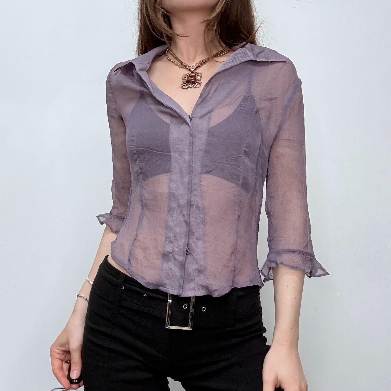 Sheer lilac silk floaty shirt
