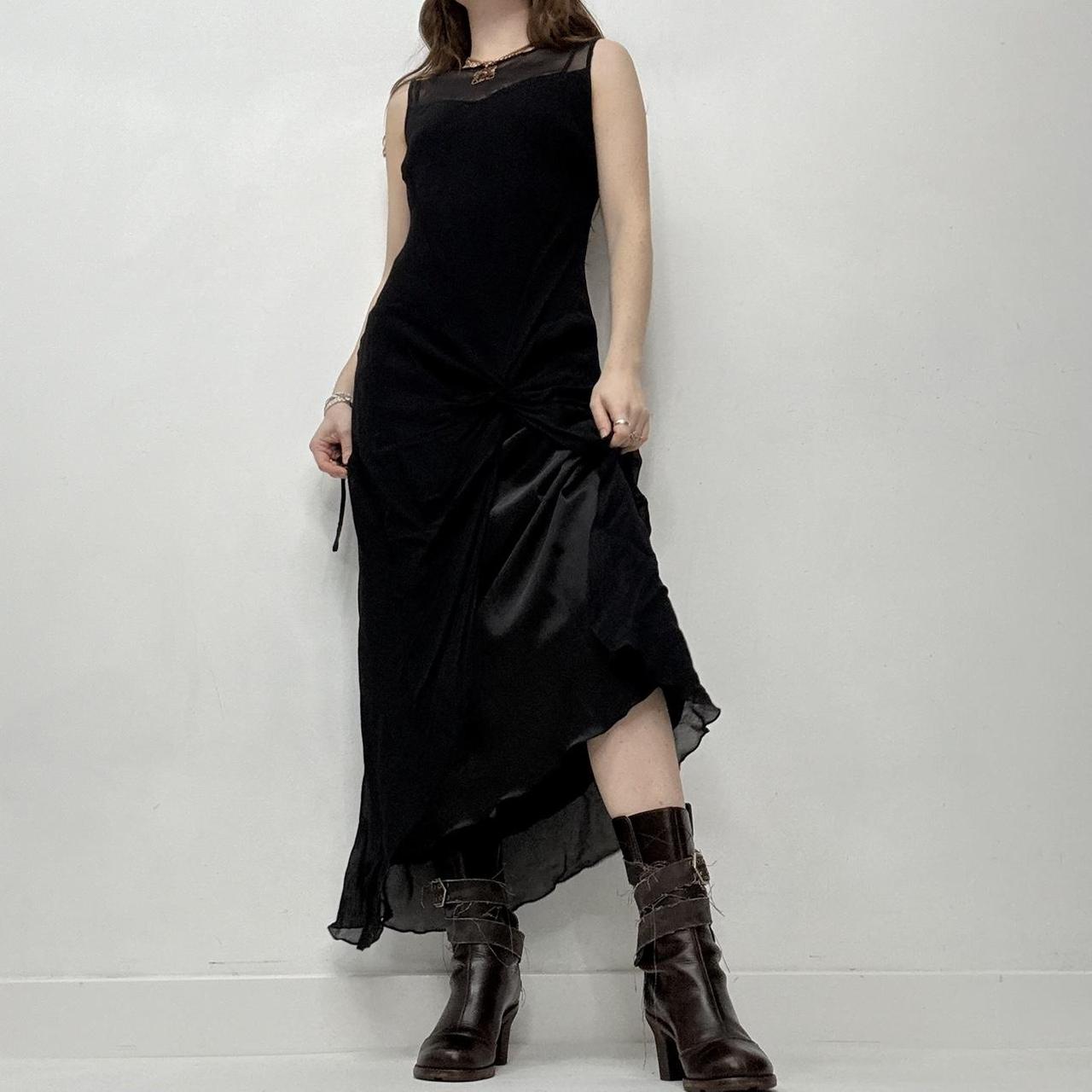 Sheer black ruffle layered maxi dress