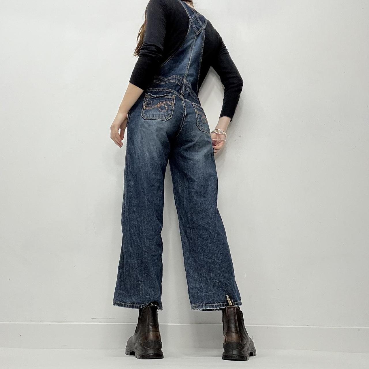 Denim wide leg dugarees