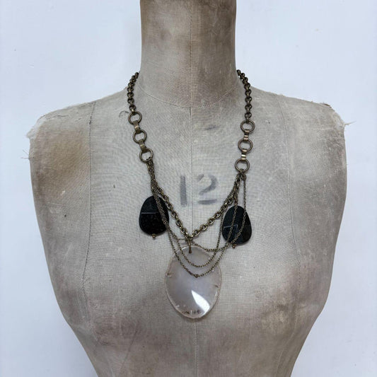 Long draped chain crystal necklace