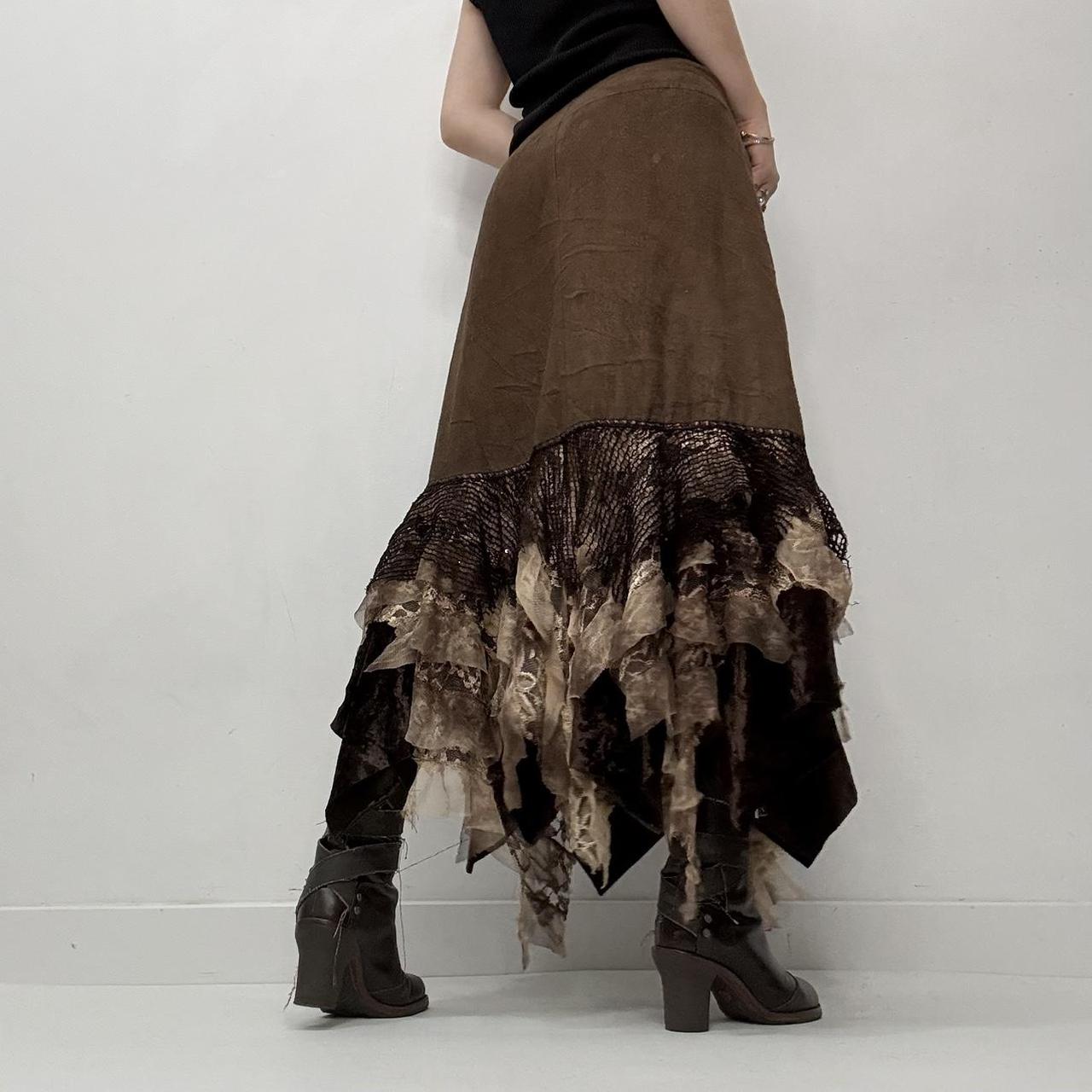 Brown lace fairy grunge skirt