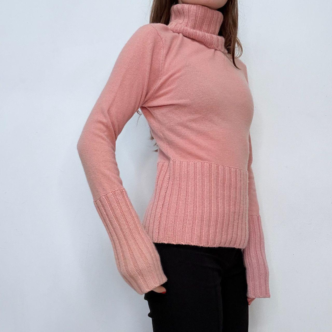 Pink cashmere high neck jumper