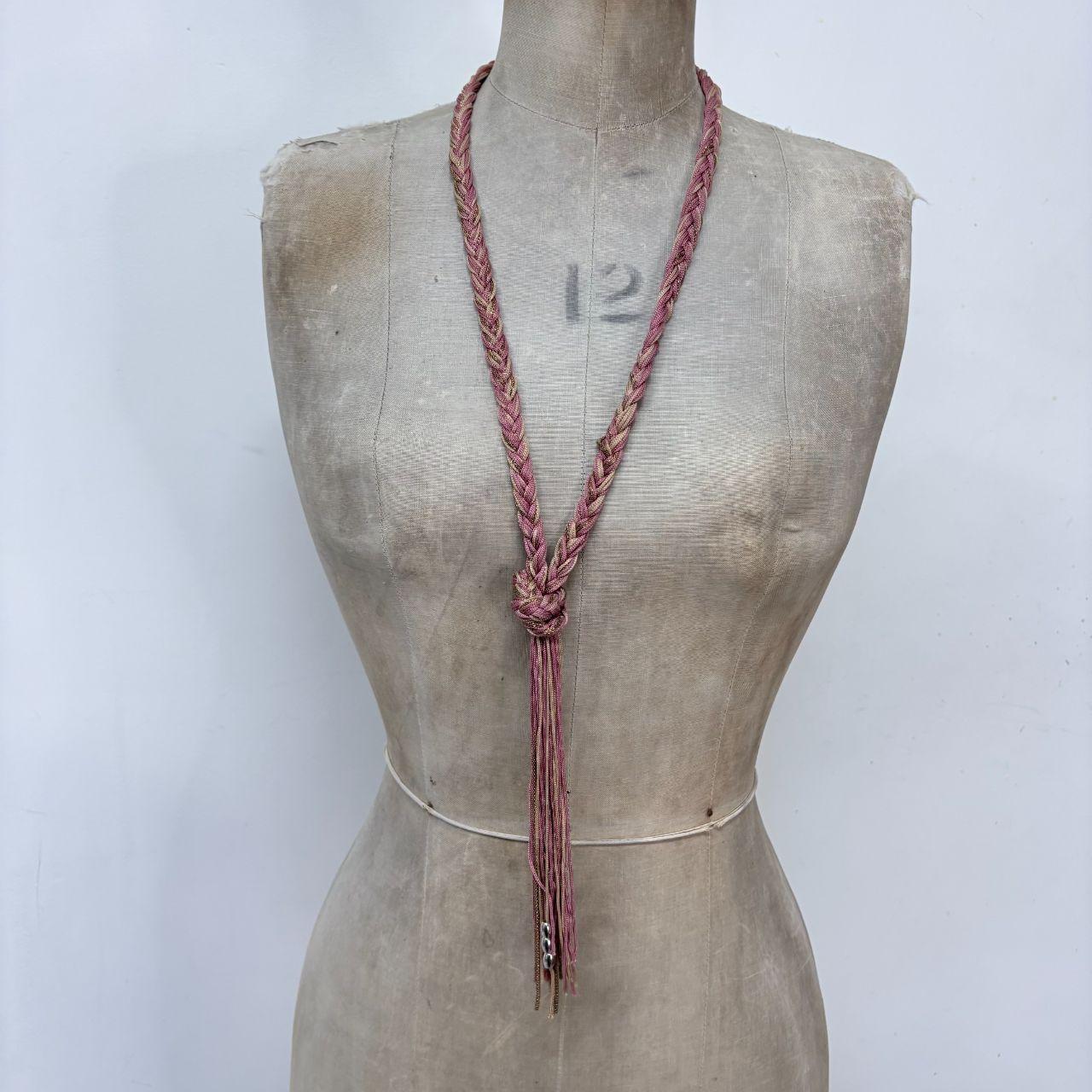 Pink woven chain necklace