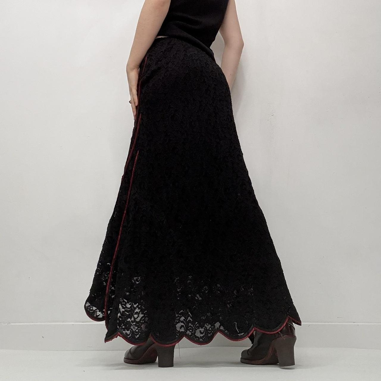 Black lace red gothic skirt