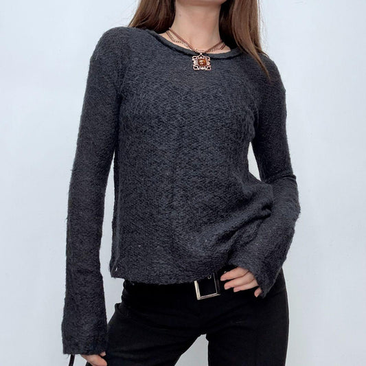 Sheer knit grey wool jumper