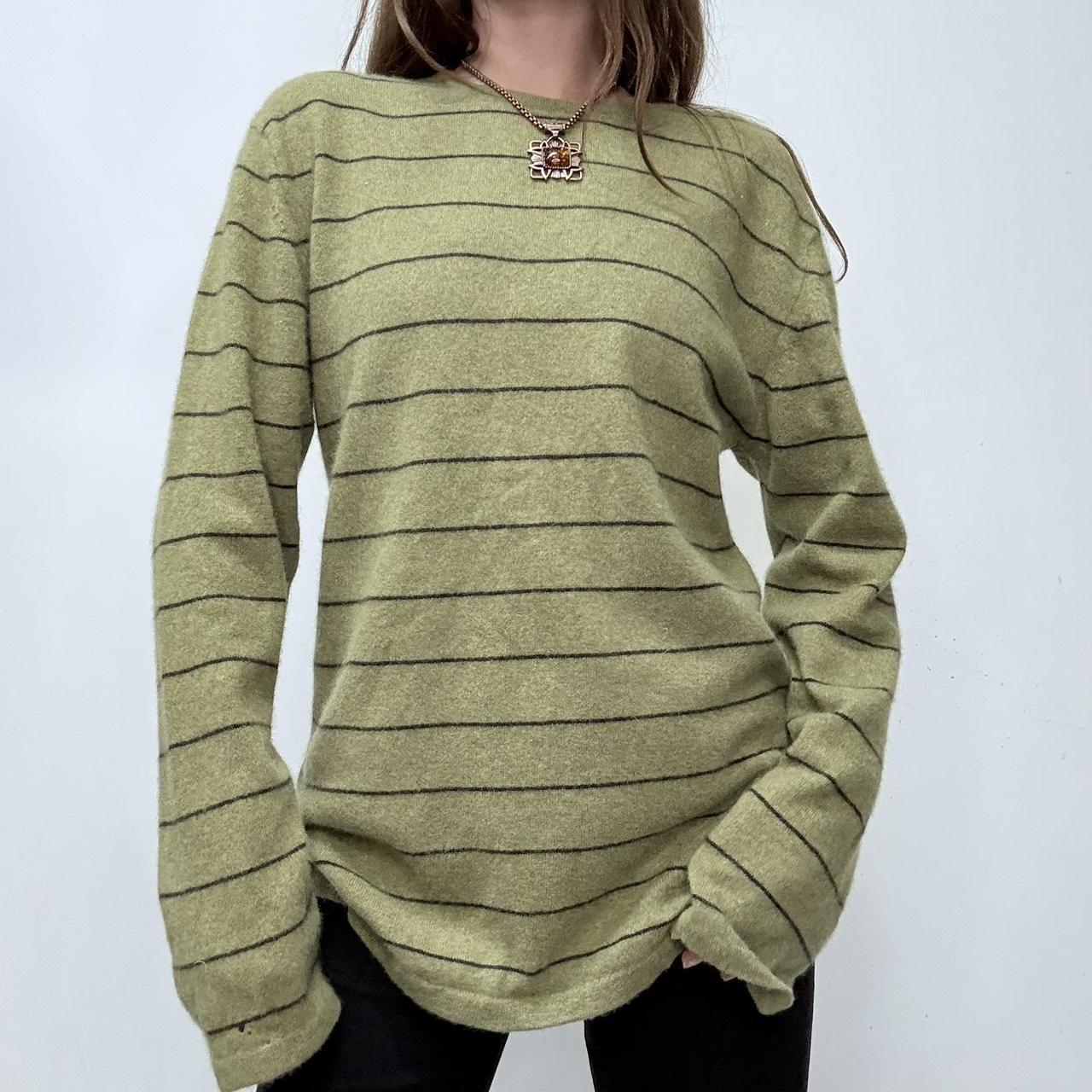 Green cashmere striped jumper