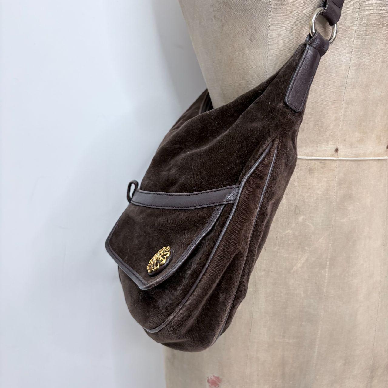 Brown velvet nina ricci handbag