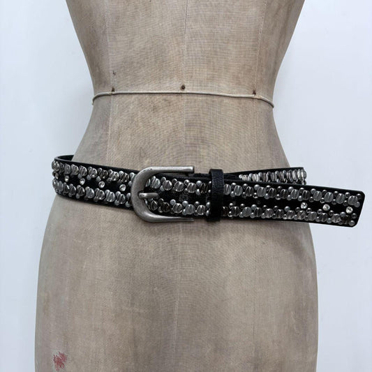 Black leather studded grunge belt