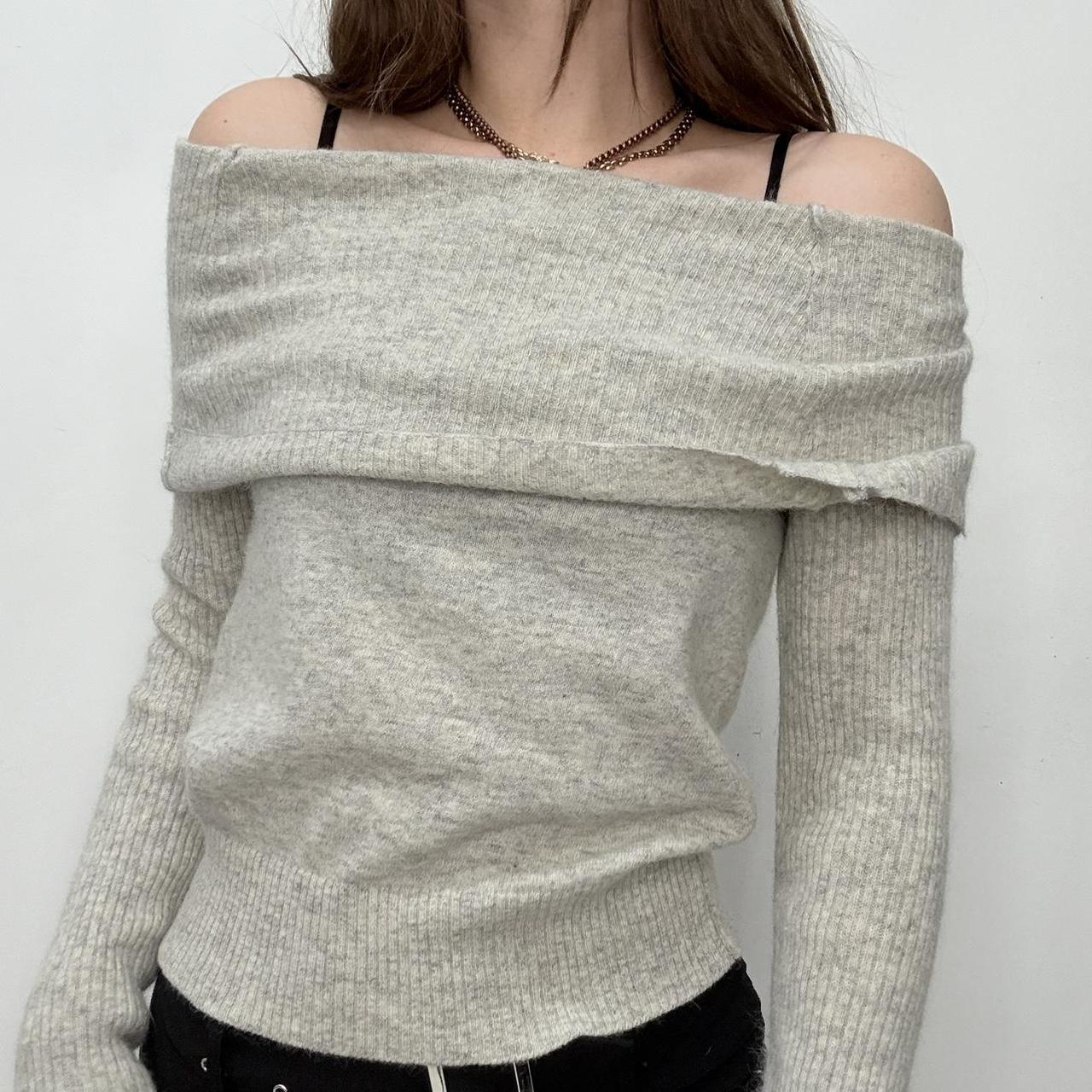 Grey off the shoulder slouchy jumper