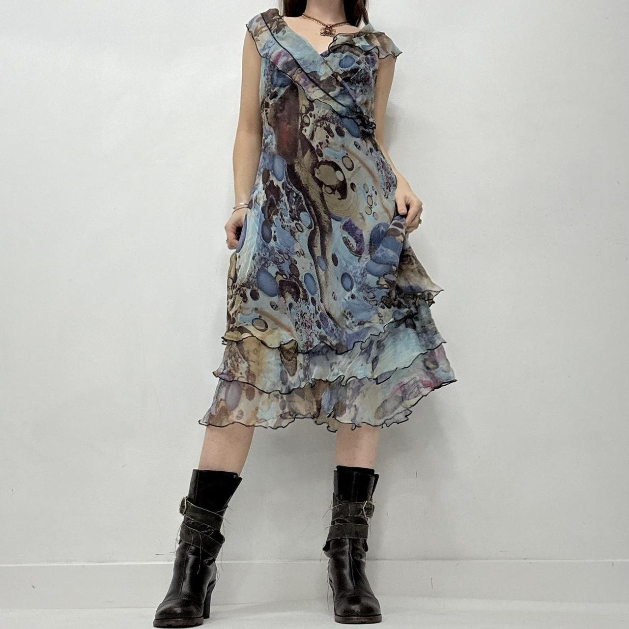 Silk sheer layered bias cut midi dress