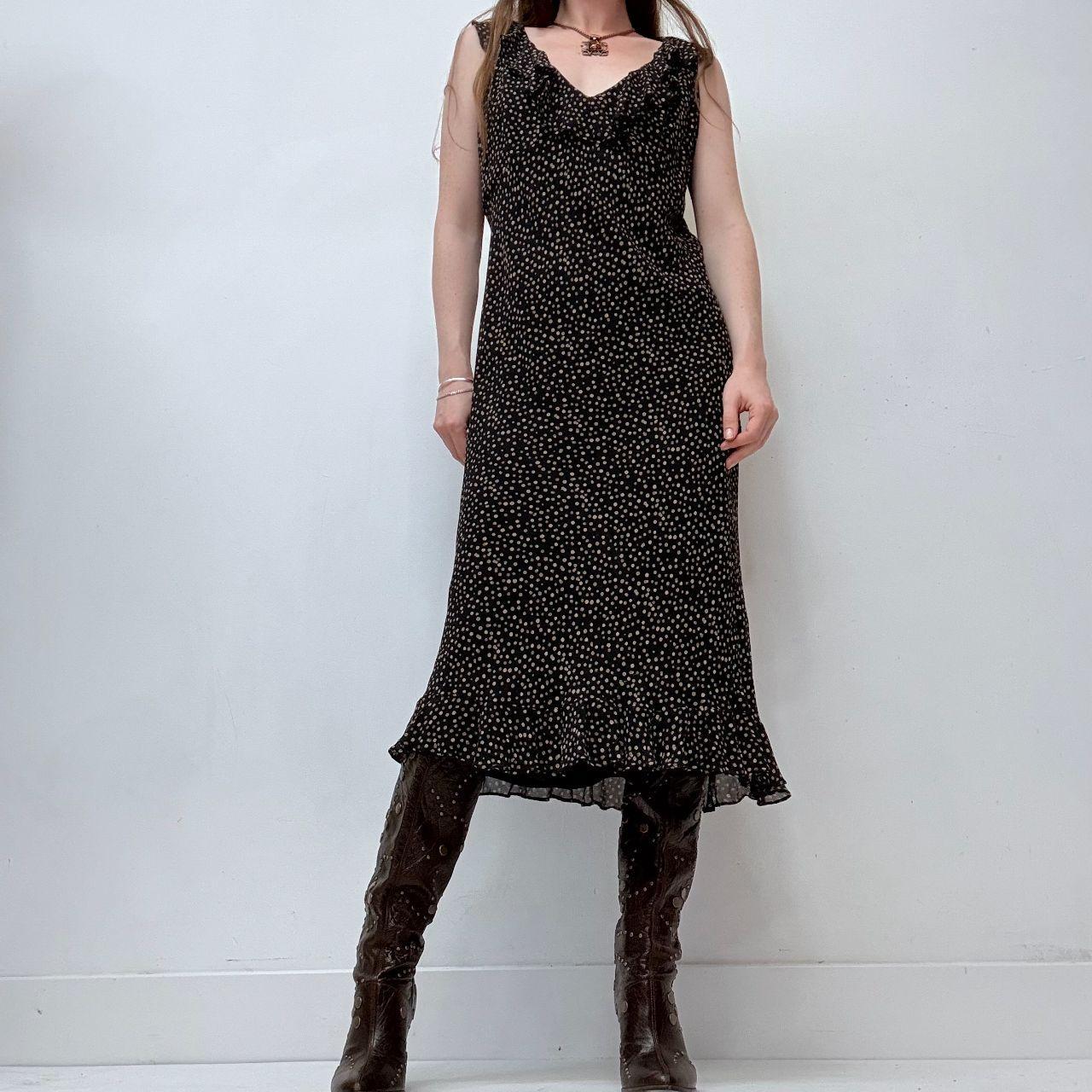 Black polkadot bias cut dress